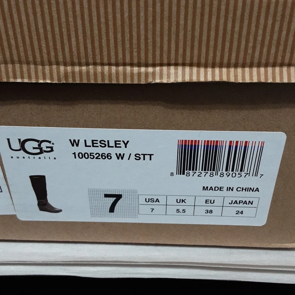 UGG Lesley Stout Women's 7 Brown Waterproof Suede Wedge Knee-High‎ Boots